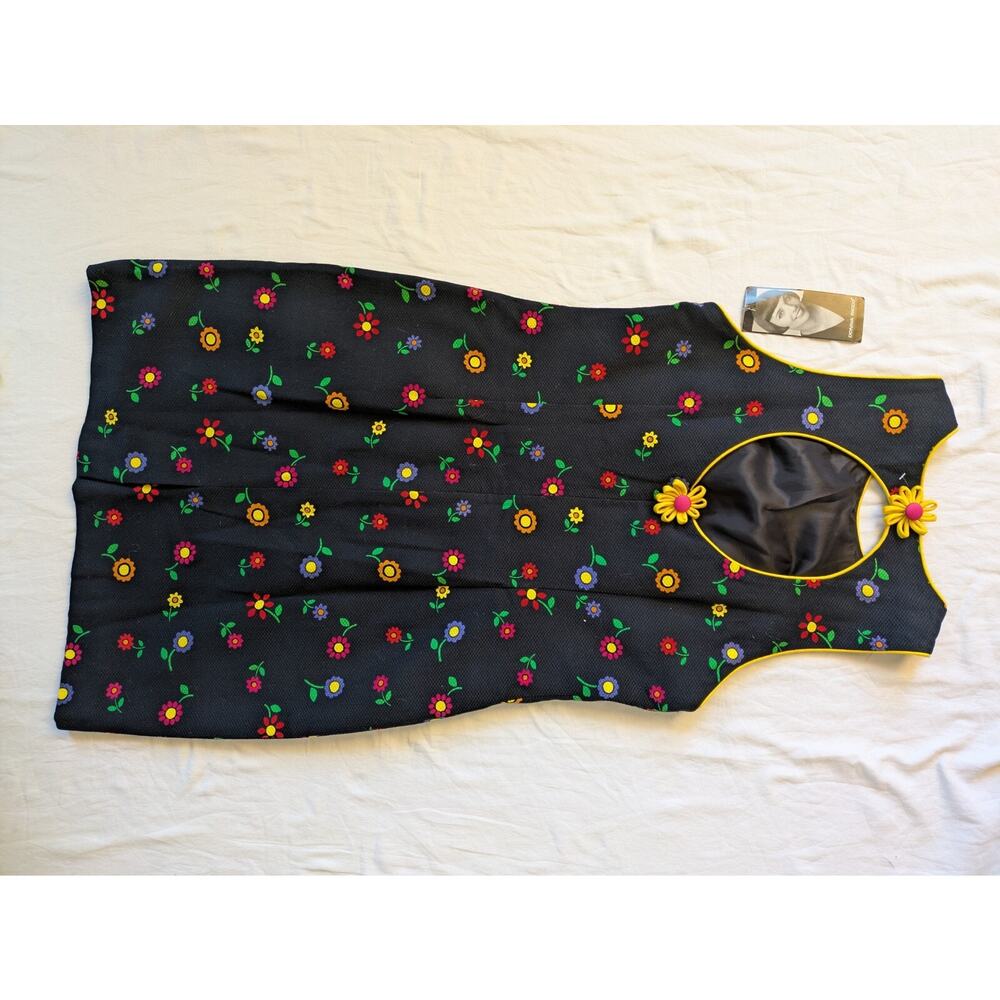 Vintage 90s Y2K Donna Ricco Retro Floral Sheath Dress Daisy Keyhole Back 12 HTF - Picture 8 of 13